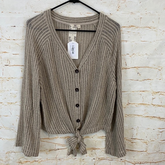 Anthropologie Sweaters - Blu Pepper M front tie pullover v neck sweater NWT